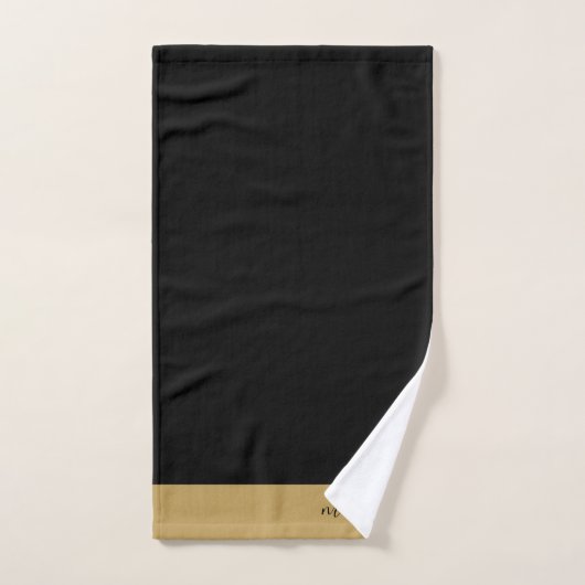 Elegant Monogram Goud Script Zwart Bad Handdoek (Handdoek)