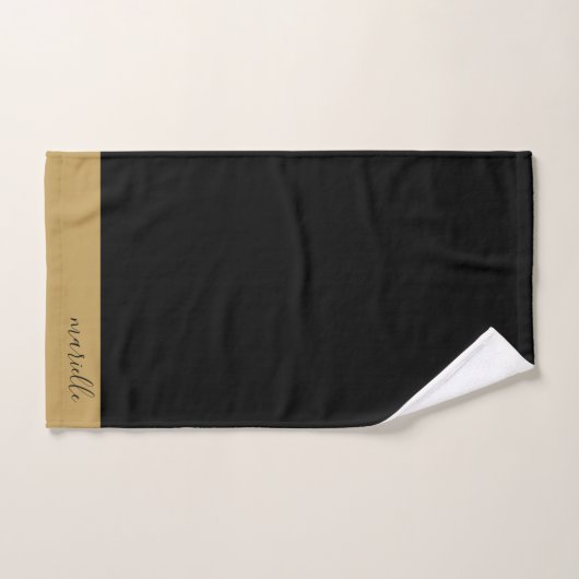 Elegant Monogram Goud Script Zwart Bad Handdoek (Handdoek)