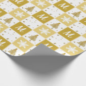 Elegant Monogram Goud & Wit Kerstmis Wrapping Cadeaupapier (Hoek)
