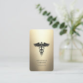 Elegant Monogram Goud Wit Medisch Caduceus Visitekaartje (Staand voorkant)