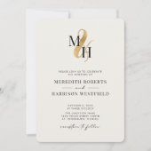 Elegant Monogram Gouden Ampersand QR Code Bruiloft Kaart (Voorkant)
