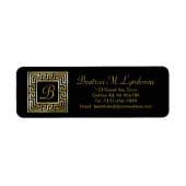 Elegant Monogram Gouden Glitter Griekse Sleutel Zw Etiket (Voorkant)