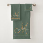 Elegant Monogram Green Gold Script Name  (En situation)