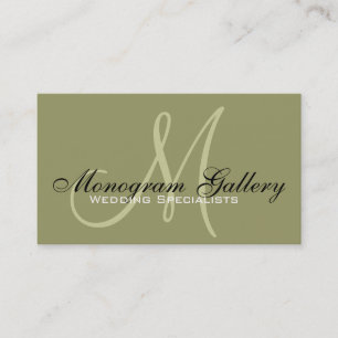 Elegant Monogram Green Visitekaartje