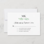 Elegant Monogram Greenery Wedding RSVP Kaart (Voorkant)