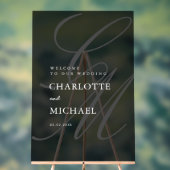 Elegant, Monogram, Grijs, Transparant, Huwelijk Acryl Bord (Neutraal)