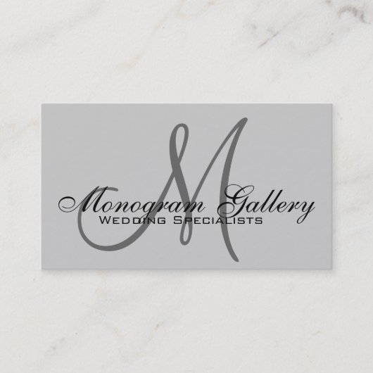 Elegant Monogram  grijs Visitekaartje (Voorkant)