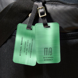 Elegant Monogram Groen Bagagelabel