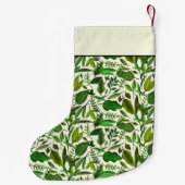 Elegant Monogram Groen Botanisch Patroon Kleine Kerstsok (Achterkant)