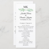 Elegant Monogram groen bruiloft programma (Voorkant / Achterkant)