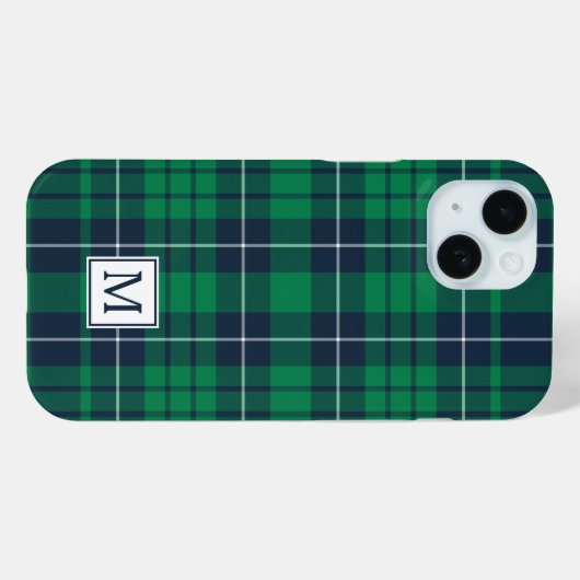 Elegant Monogram Groen Plaid Case-Mate iPhone Case (Achterkant (horizontaal))
