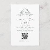 Elegant Monogram Groen RSVP Online QR Code Informatiekaartje (Voorkant)