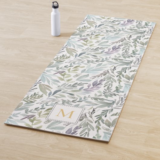 Elegant Monogram Groene Botanische Waterverf Yogamat (In situ)