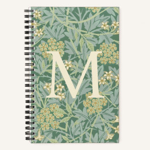 Elegant Monogram Groene Jasmin Bloemig Notitieboek