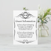 Elegant Monogram Guest-informatiekaart Informatiekaartje (Staand voorkant)
