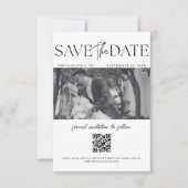 Elegant Monogram Handschrift Huwelijks QR-code Save The Date (Voorkant)