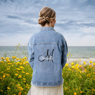 Elegant monogram handschrift Initialen Modern Denim Jacket