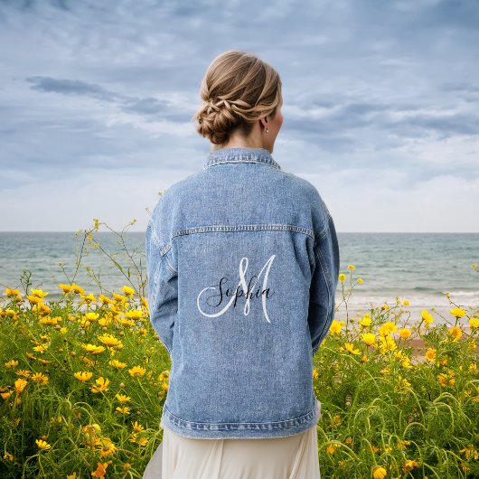 Elegant monogram handschrift Initialen Modern Denim Jacket