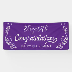 Elegant Monogram Happy Retirement Paars Spandoek