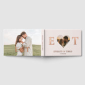 Elegant Monogram Hart Blush bruiloft gastenboek (Volledig)