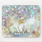 Elegant Monogram Holografisch Glitter Paars Galaxy Muismat (Voorkant)