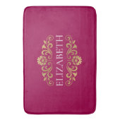 Elegant Monogram Hot Pink Gold Badmat (Voorkant Verticaal)