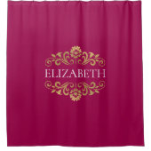Elegant Monogram Hot Pink Gold Showgordijn Douchegordijn (Voorkant)