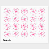 Elegant Monogram Hot Roze & Wit Bruiloft Sticker (Vel)