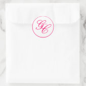 Elegant Monogram Hot Roze & Wit Bruiloft Sticker (Tas)