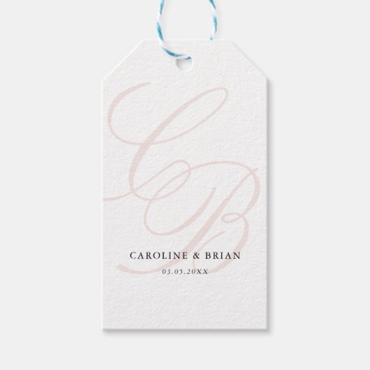 Elegant, Monogram, Huwelijk Cadeaulabel (Voorkant)