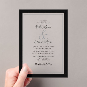 Elegant Monogram Huwelijk Clear Transparant Acryl Uitnodigingen