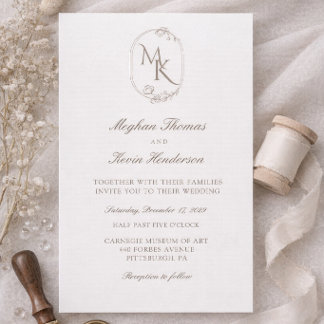 Elegant Monogram Huwelijk | Klassiek Formeel Kaart