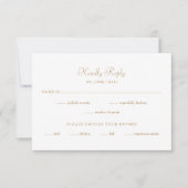 Elegant Monogram Huwelijk RSVP Kaart Goud Wit (Voorkant)