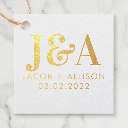 Elegant Monogram Huwelijksgunst bruidsfeest Bedankjes Labels (Voorkant)