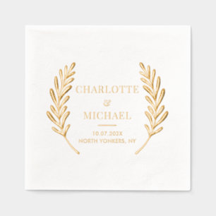 Elegant Monogram Huwelijksreceptie Aangepast Folie Servetten