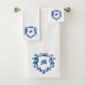 Elegant monogram in Sjabloon met dolfijn in Cartou Bad Handdoek (Insitu)