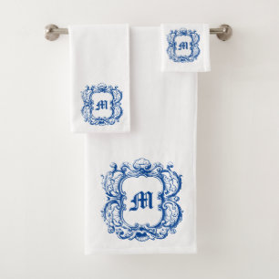 Elegant monogram in Zee Shell Cartouche Sjabloon Bad Handdoek