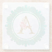 Elegant Monogram Initiaal Brieven met Mandala Glazen Onderzetter (Achterkant)