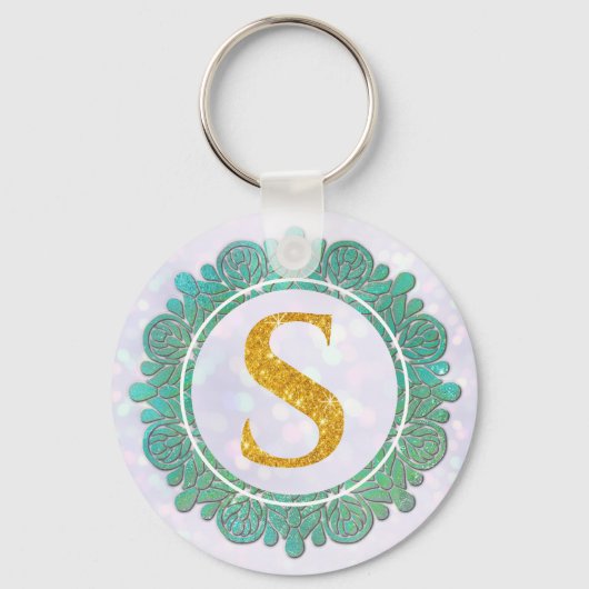 Elegant Monogram Initiaal Brieven met Mandala Sleutelhanger (Voorkant)