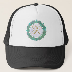 Elegant Monogram Initiaal Brieven met Mandala Trucker Pet