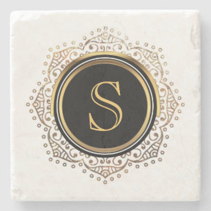 Elegant Monogram Initiaal   Chic Gold Monogrammen Stenen Onderzetter