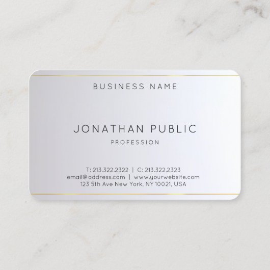 Elegant Monogram Initiaal Goud Zilver Rond Visitekaartje (Achterkant)