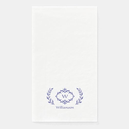 Elegant Monogram Initiaal Laurel Wreath Servet (Voorkant)