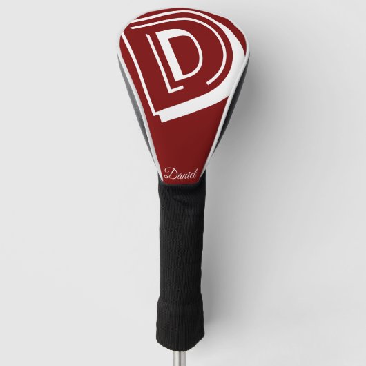 Elegant monogram initiaal naam gepersonaliseerd golfheadcover (Voorkant)
