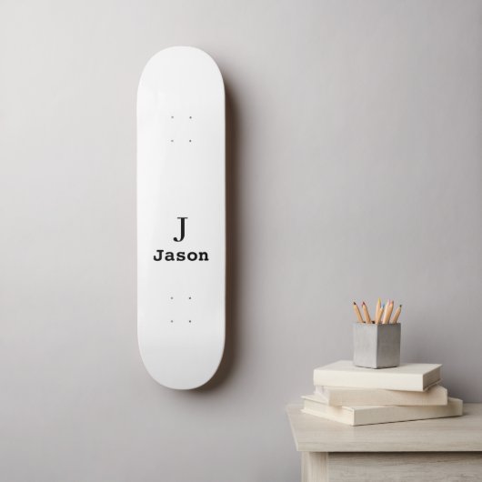 Elegant Monogram Initiaal Naam Gepersonaliseerd Skateboard (Muurkunst)