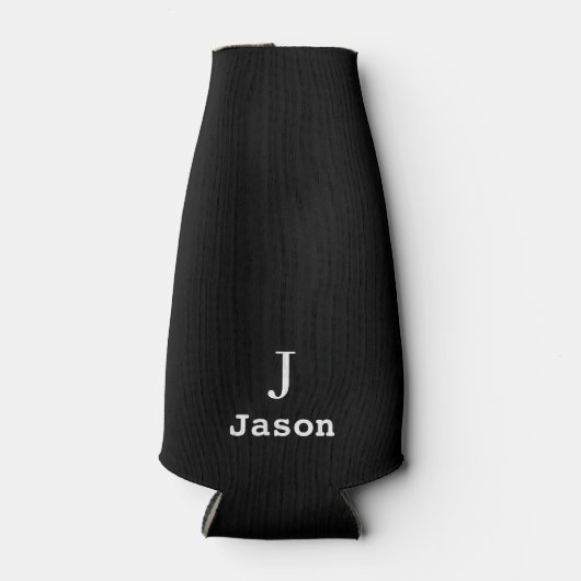 Elegant Monogram Initiaal Naam Gepersonaliseerd Zw Flesjeskoeler (Voorkant)