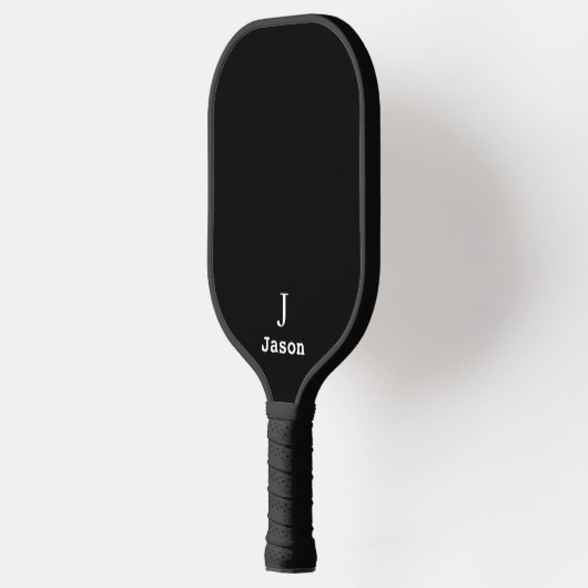 Elegant Monogram Initiaal Naam Gepersonaliseerd Zw Pickleball Paddle (Links)