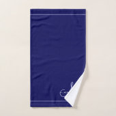 Elegant Monogram Initiaal Navy Blauw Bad Handdoek (Handdoek)