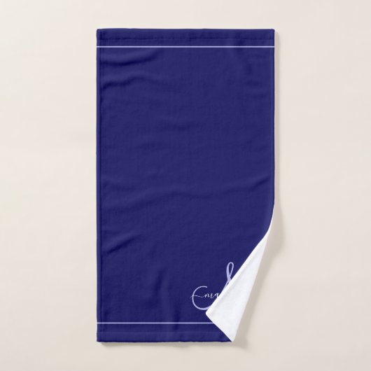 Elegant Monogram Initiaal Navy Blauw Bad Handdoek (Handdoek)