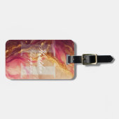 Elegant Monogram Initiaal Roze Marbel Bagagelabel (Voorkant horizontaal)